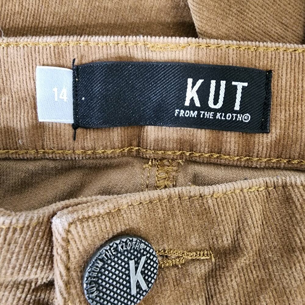 KUT From The Kloth Womens Diana Corduroy Pants Skinny Relaxed Fit Size 14 Brown - Picture 7 of 10